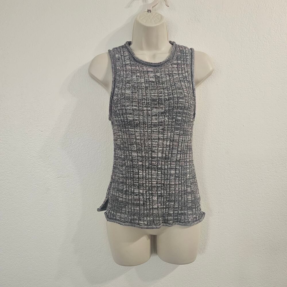 PILCRO & THE LETTERPRESS High Neck Ribbed Knit Tank Gray Size S